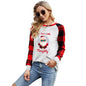 Naughty Santa Women's long Sleeve Crew Neck Plaid T-Shirt - DeRose Seasonal