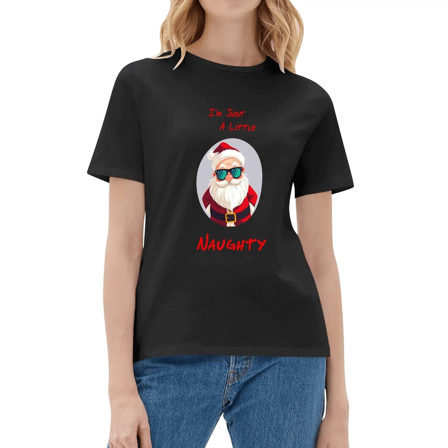 Naughty Santa Women's Cotton T-Shirt - DeRose Seasonal