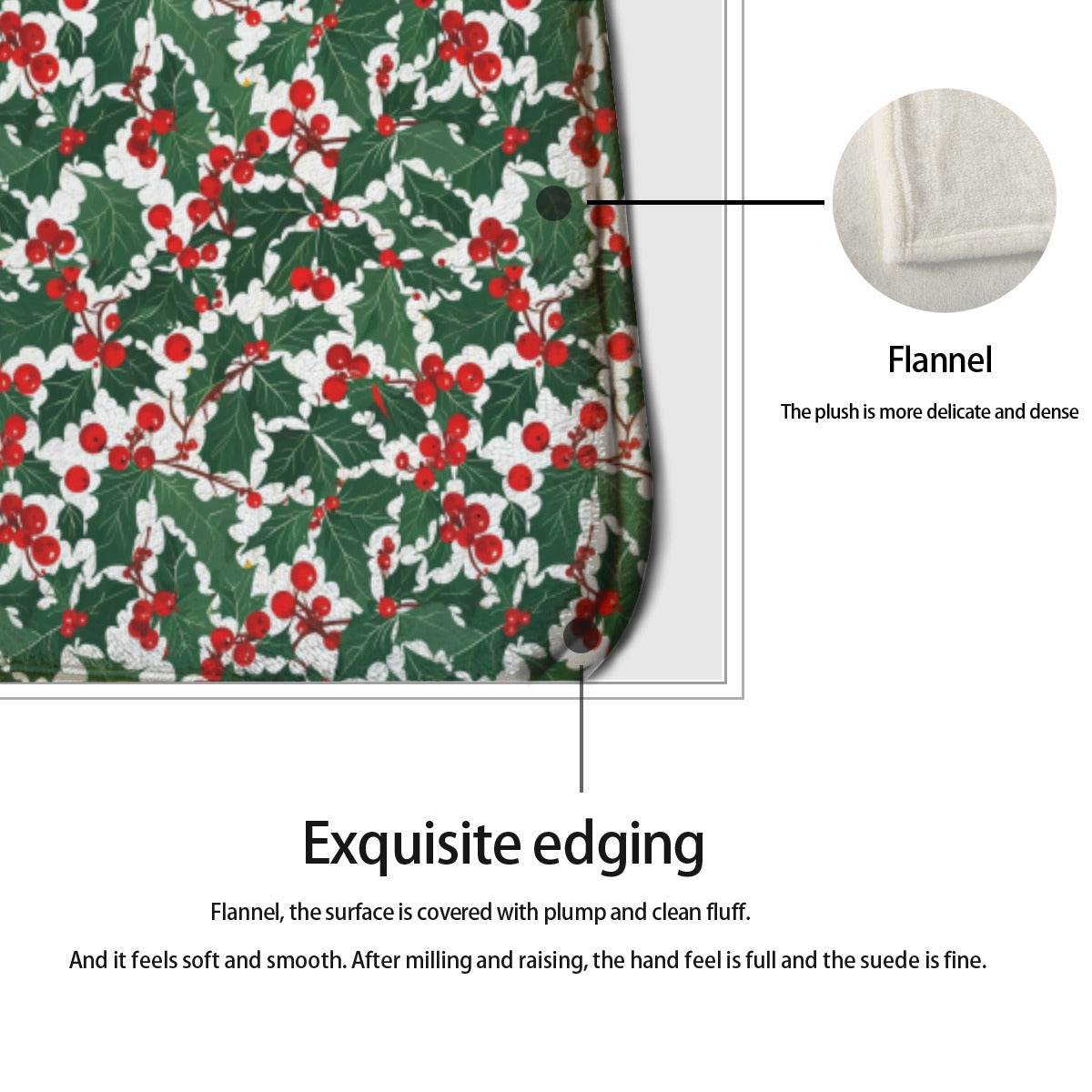 Non-slip two-piece M kitchen mat | Flannel - ChristmasHolly3-1 - DeRose Seasonal