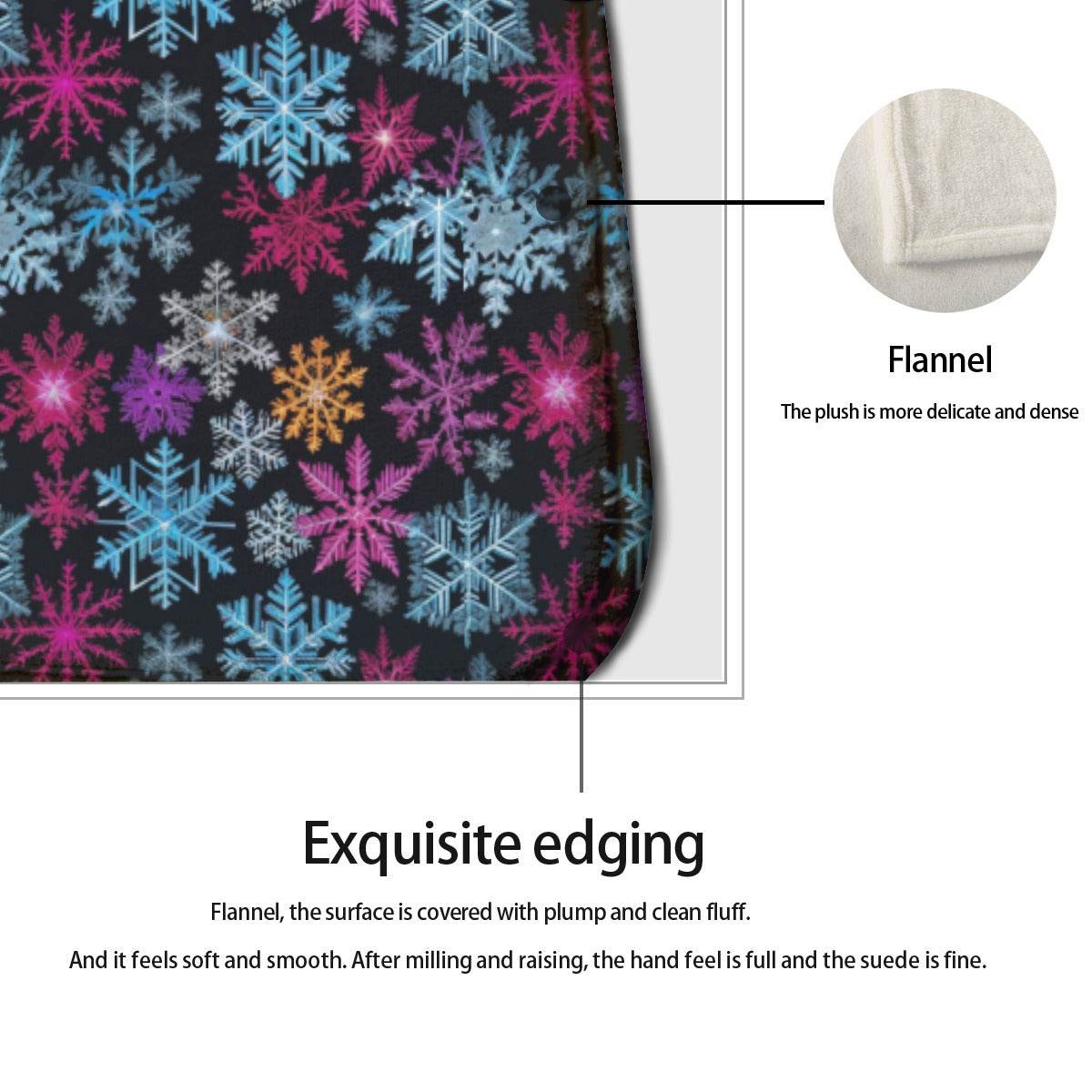 Non-slip two-piece M kitchen mat | Flannel - Colorful-Party-Snow-Flakes - DeRose Seasonal