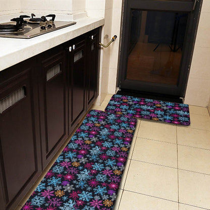 Non-slip two-piece M kitchen mat | Flannel - Colorful-Party-Snow-Flakes - DeRose Seasonal
