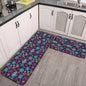 Non-slip two-piece M kitchen mat | Flannel - Colorful-Party-Snow-Flakes - DeRose Seasonal