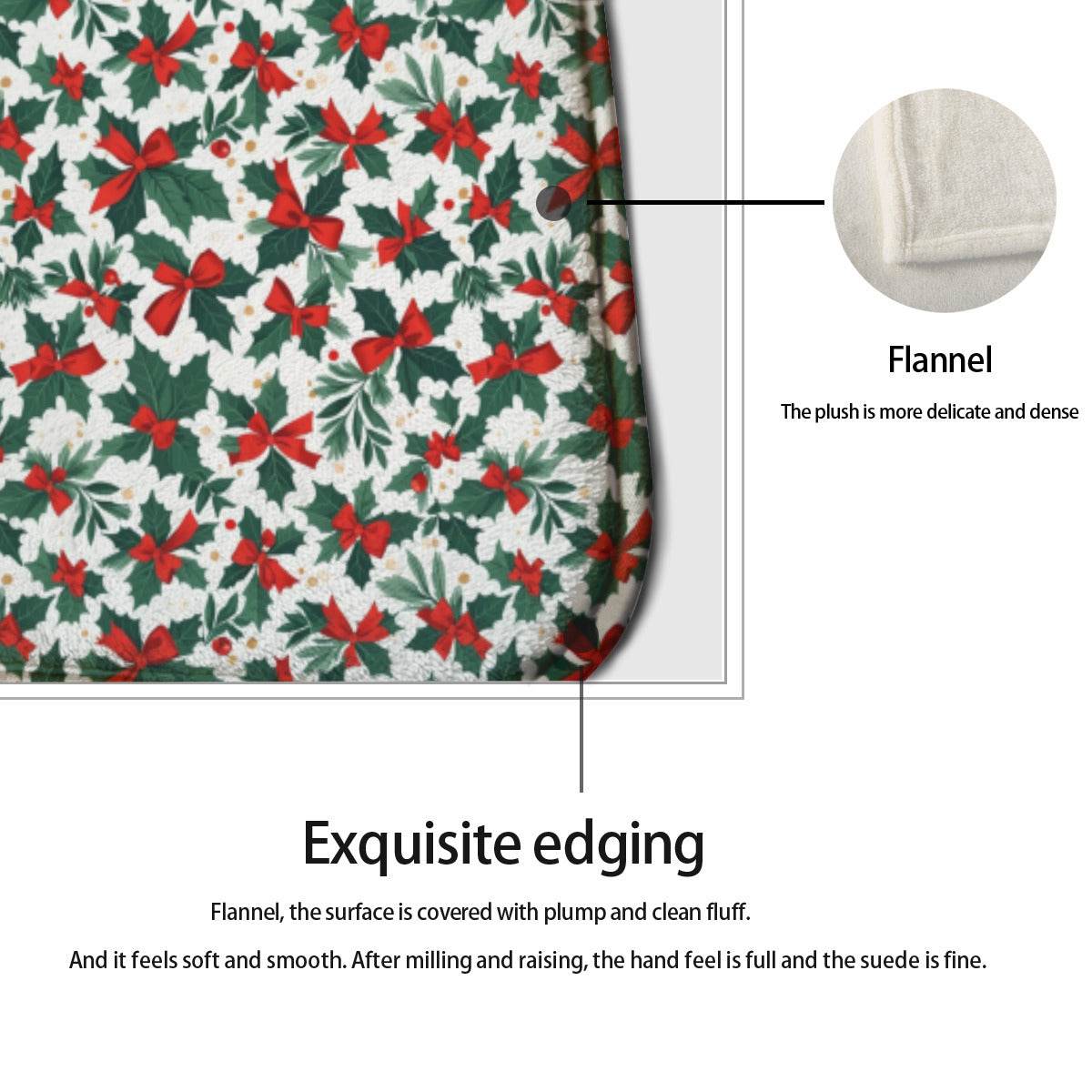 Non-slip two-piece M kitchen mat | Flannel - HollyBow1-1 - DeRose Seasonal