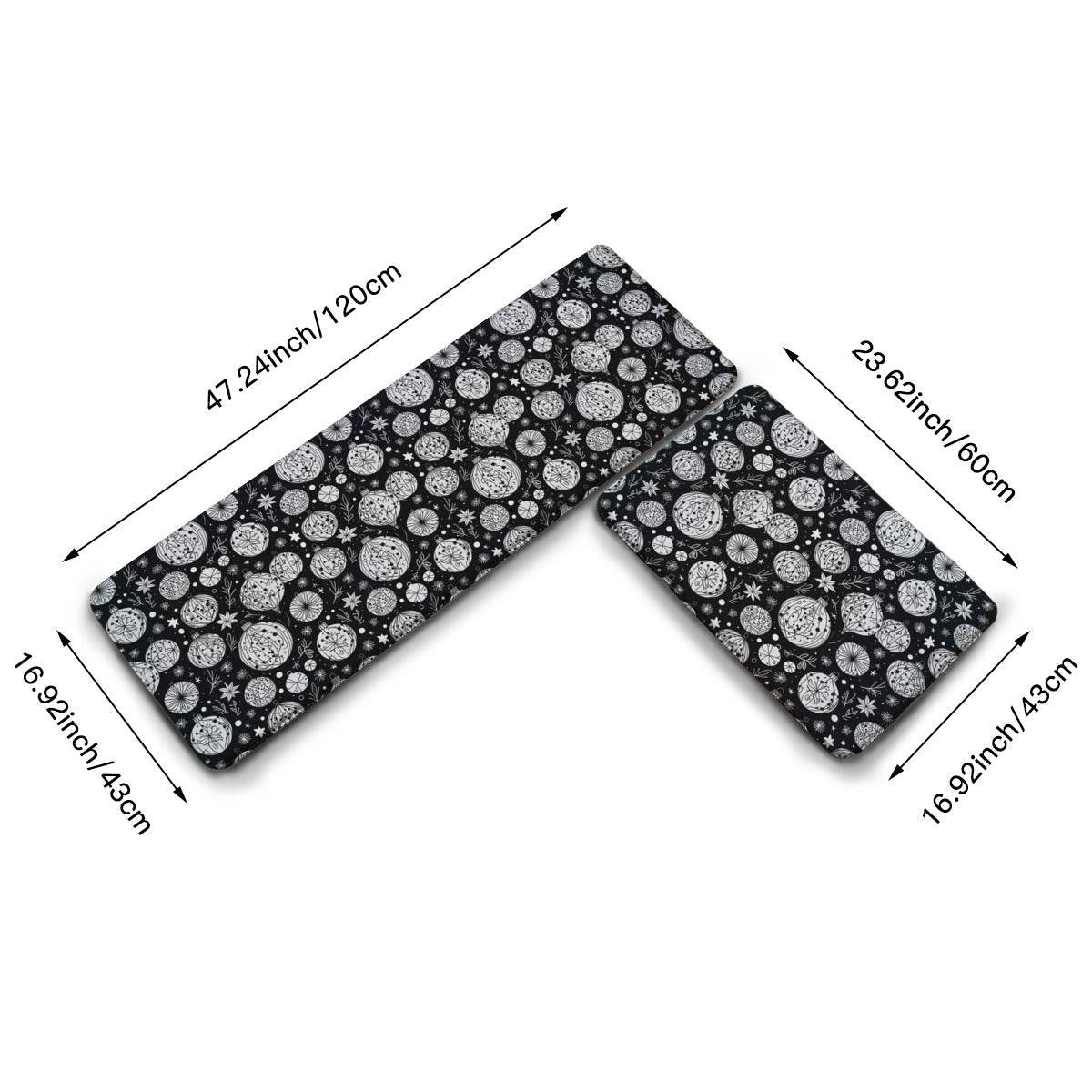 Non-slip two-piece M kitchen mat | Flannel - Ornaments1-1 - DeRose Seasonal