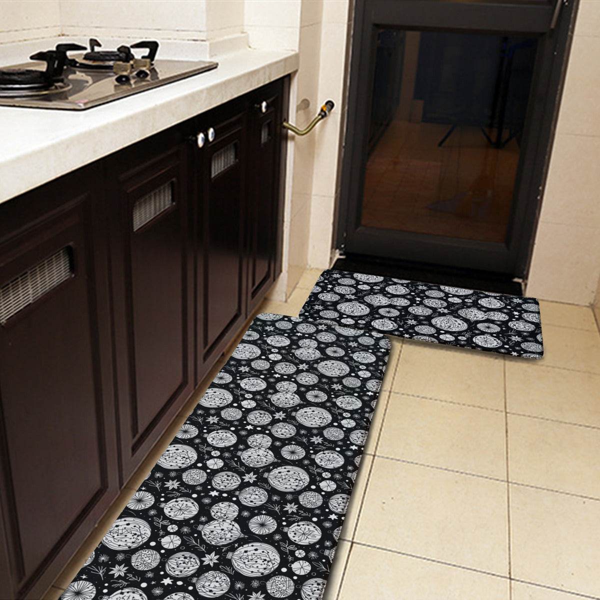 Non-slip two-piece M kitchen mat | Flannel - Ornaments1-1 - DeRose Seasonal