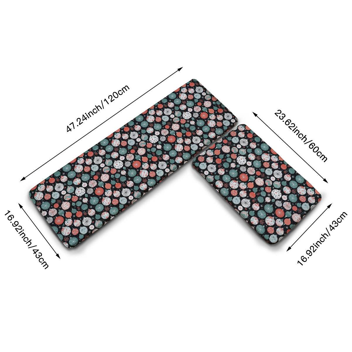 Non-slip two-piece M kitchen mat | Flannel - Ornaments3-1 - DeRose Seasonal