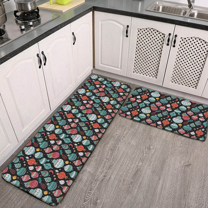 Non-slip two-piece M kitchen mat | Flannel - Ornaments4-1 - DeRose Seasonal
