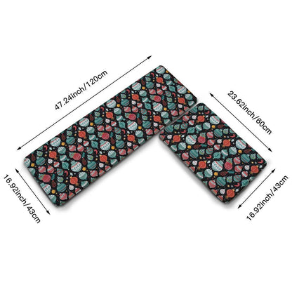 Non-slip two-piece M kitchen mat | Flannel - Ornaments4-1 - DeRose Seasonal