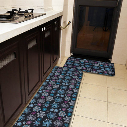 Non-slip two-piece M kitchen mat | Flannel - Party-Snow-Flakes - DeRose Seasonal
