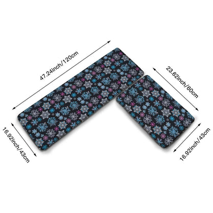Non-slip two-piece M kitchen mat | Flannel - Party-Snow-Flakes - DeRose Seasonal