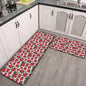 Non-slip two-piece M kitchen mat | Flannel - Poinsettia3-1 - DeRose Seasonal