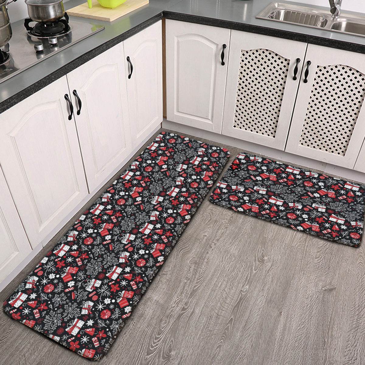 Non-slip two-piece M kitchen mat | Flannel - presents1-1 - DeRose Seasonal