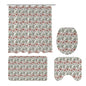 Japan Floral Bathroom Four-Piece Set(Shower Curtain + Toilet Cover Mat + Toilet Foot Mat + Floor Mat)| Polyester - DeRose Seasonal
