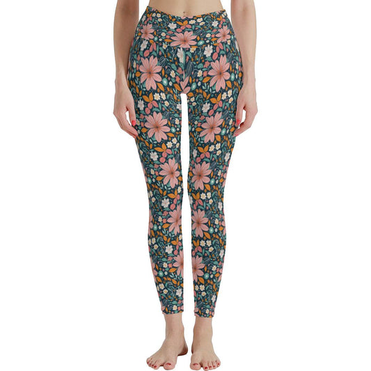 Wild Flowers Women's Polyester Yoga pants Leggings - DeRose Seasonal
