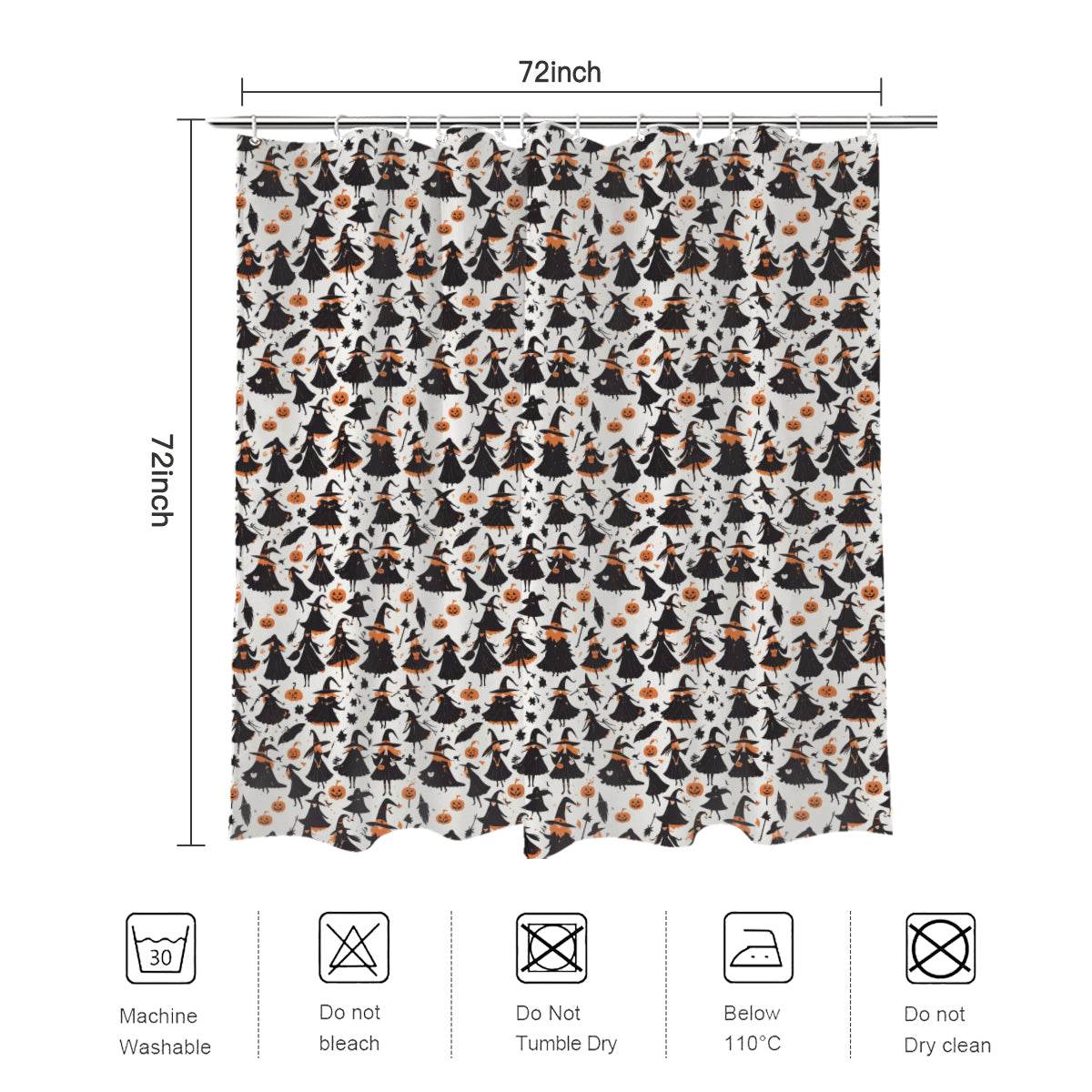 Witches Bathroom Four-Piece Set(Shower Curtain + Toilet Cover Mat + Toilet Foot Mat + Floor Mat)| Polyester - DeRose Seasonal