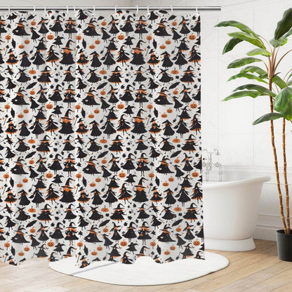 Witches Bathroom Four-Piece Set(Shower Curtain + Toilet Cover Mat + Toilet Foot Mat + Floor Mat)| Polyester - DeRose Seasonal