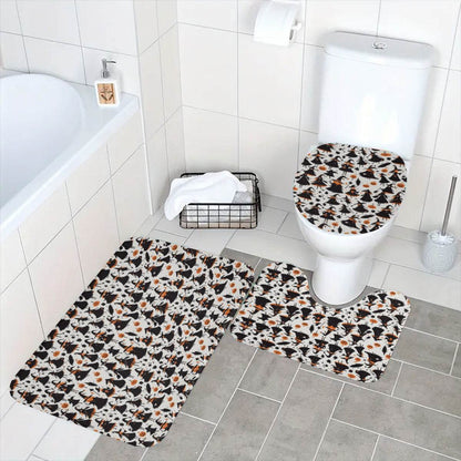 Witches Bathroom Four-Piece Set(Shower Curtain + Toilet Cover Mat + Toilet Foot Mat + Floor Mat)| Polyester - DeRose Seasonal