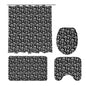 Black and White Mushrooms Bathroom Four-Piece Set(Shower Curtain + Toilet Cover Mat + Toilet Foot Mat + Floor Mat)| Polyester - DeRose Seasonal