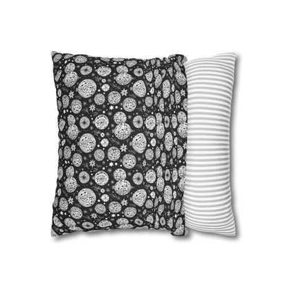Black and White Ornament Spun Polyester Square Pillowcase - DeRose Seasonal