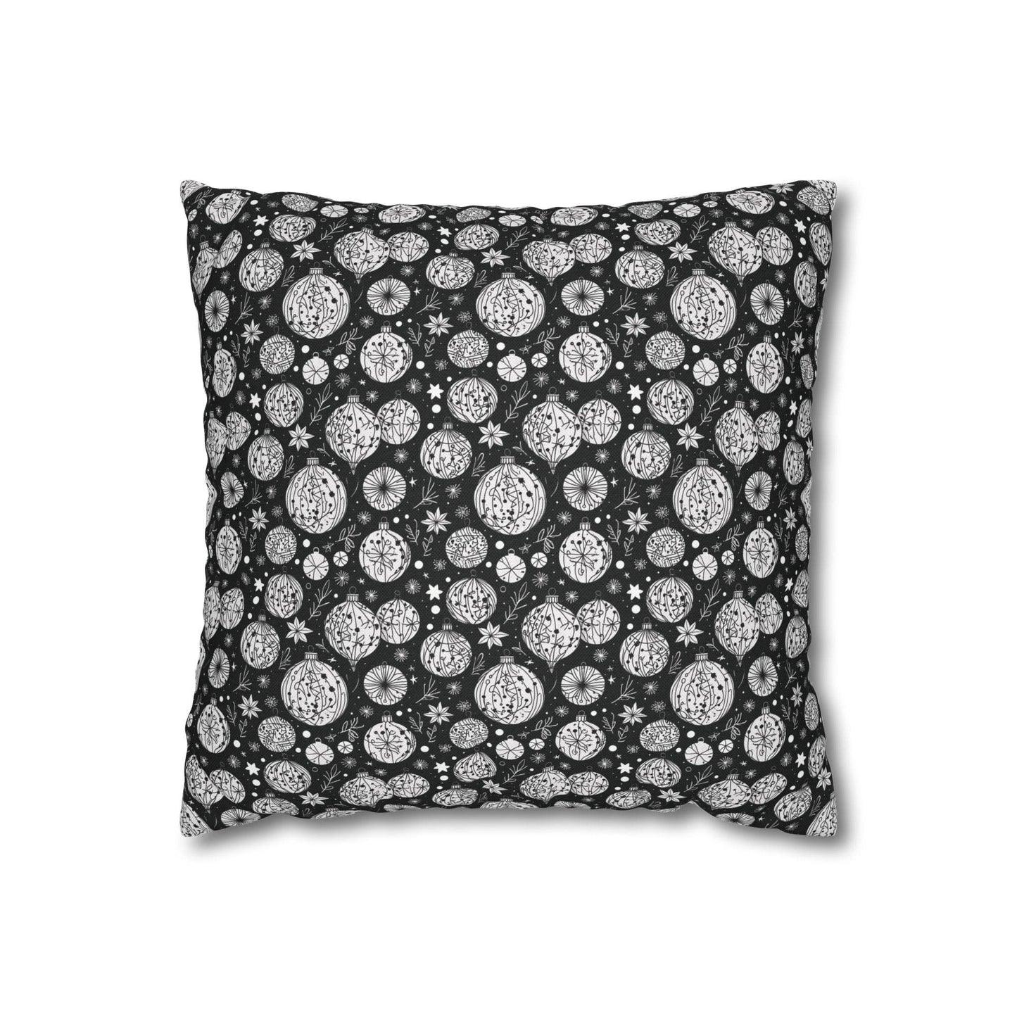 Black and White Ornament Spun Polyester Square Pillowcase - DeRose Seasonal