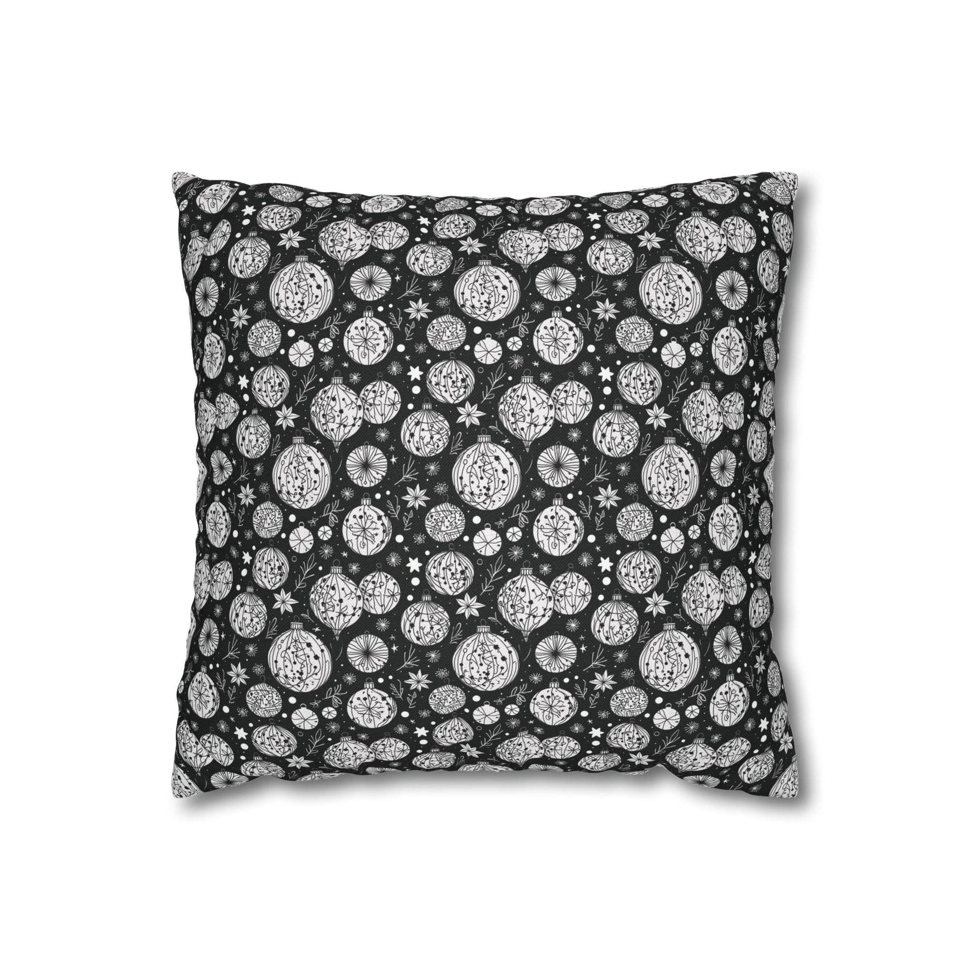 Black and White Ornament Spun Polyester Square Pillowcase - DeRose Seasonal