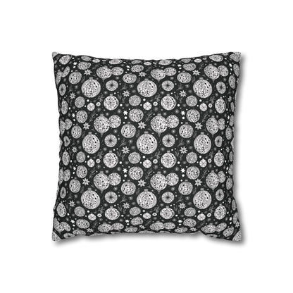 Black and White Ornament Spun Polyester Square Pillowcase - DeRose Seasonal