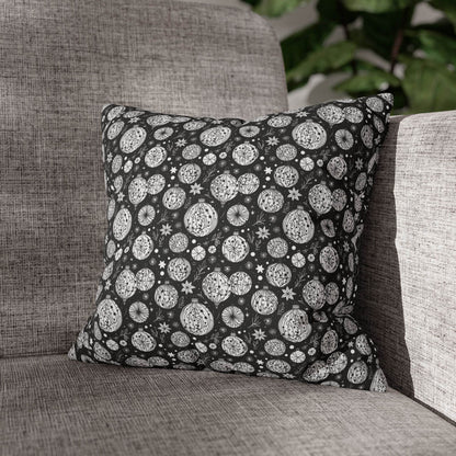 Black and White Ornament Spun Polyester Square Pillowcase - DeRose Seasonal