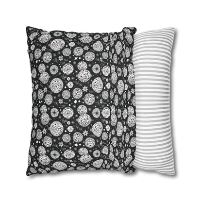 Black and White Ornament Spun Polyester Square Pillowcase - DeRose Seasonal