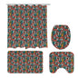 Colored Mushrooms Bathroom Four-Piece Set(Shower Curtain + Toilet Cover Mat + Toilet Foot Mat + Floor Mat)| Polyester - DeRose Seasonal