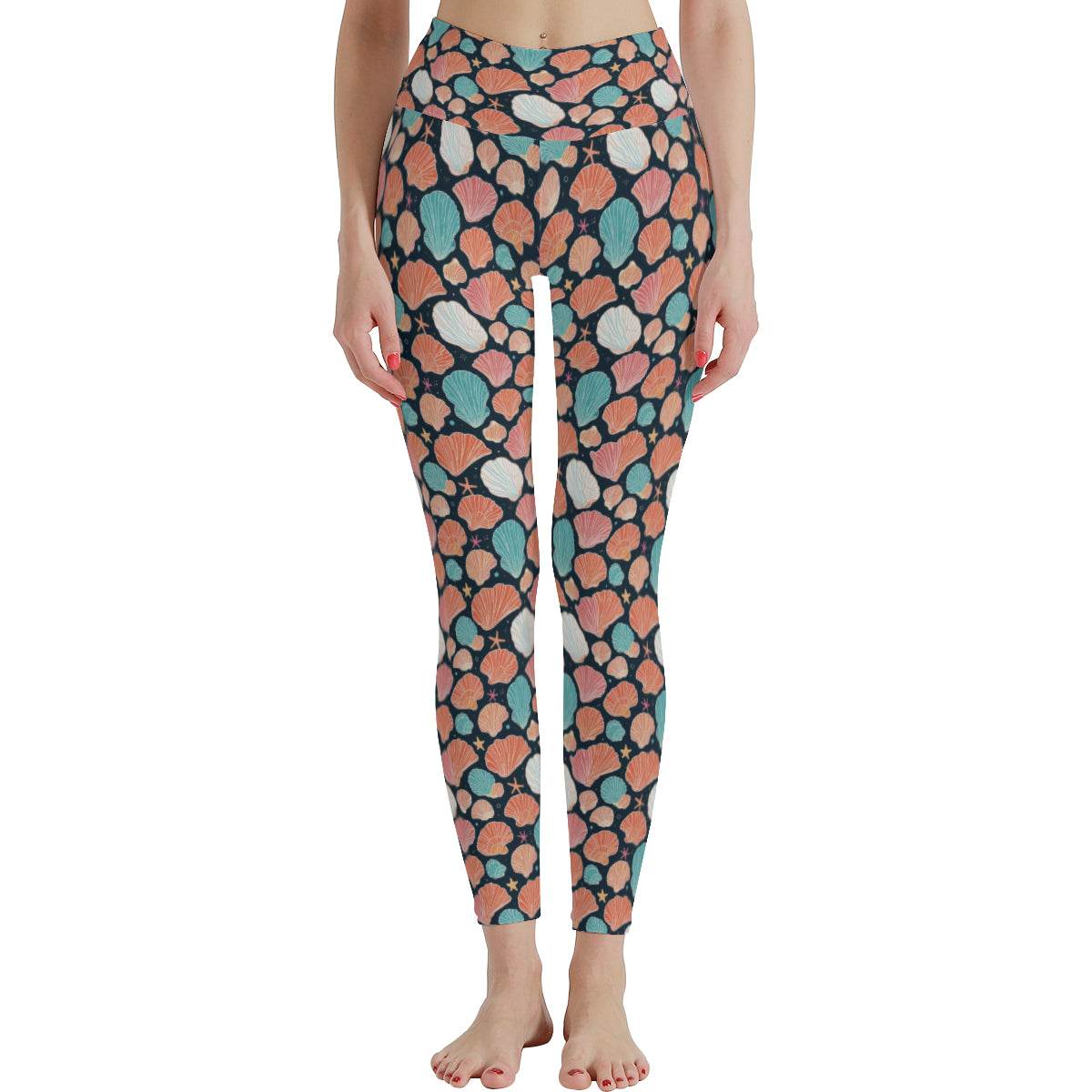Big Shells and Stars Women's Polyester Yoga pants Leggings - DeRose Seasonal