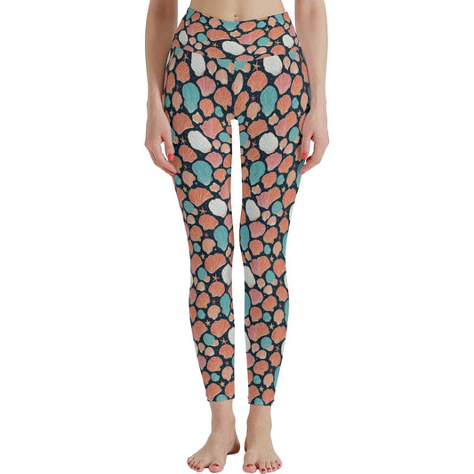 Big Shells and Stars Women's Polyester Yoga pants Leggings - DeRose Seasonal