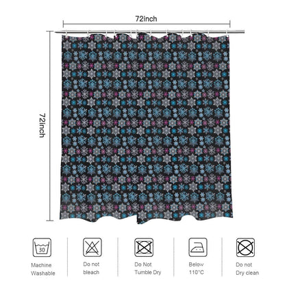 Party Snowflake Bathroom Four-Piece Set(Shower Curtain + Toilet Cover Mat + Toilet Foot Mat + Floor Mat)| Polyester - DeRose Seasonal
