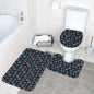 Party Snowflake Bathroom Four-Piece Set(Shower Curtain + Toilet Cover Mat + Toilet Foot Mat + Floor Mat)| Polyester - DeRose Seasonal