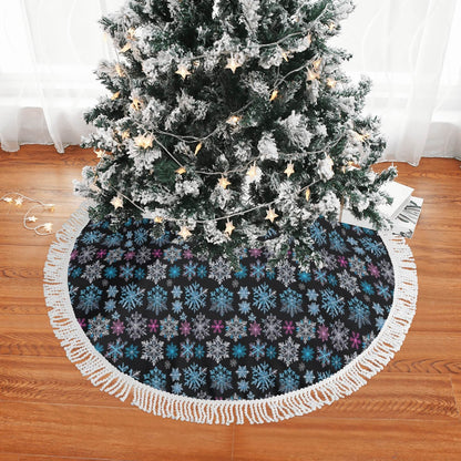 Party Snowflakes Fringed Christmas Tree Skirts - DeRose Seasonal