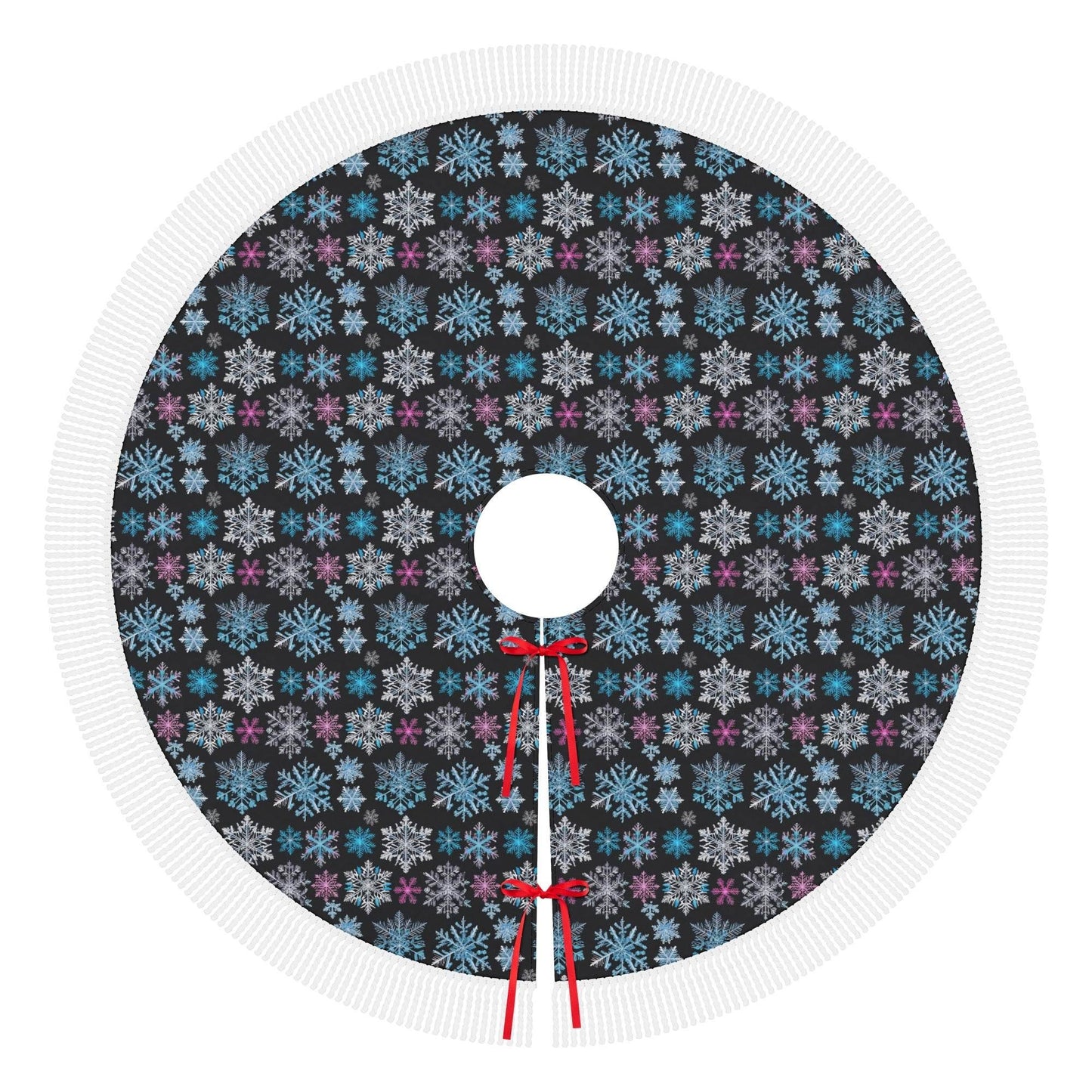 Party Snowflakes Fringed Christmas Tree Skirts - DeRose Seasonal
