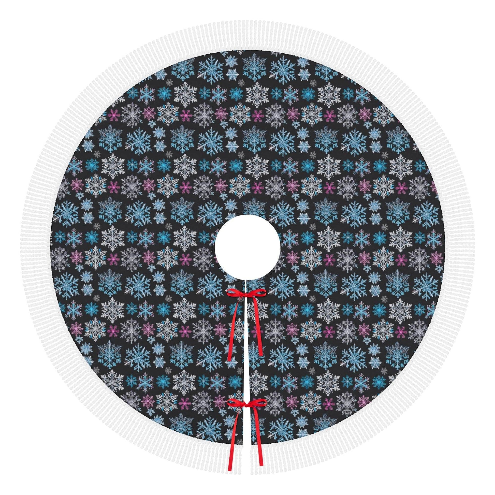 Party Snowflakes Fringed Christmas Tree Skirts - DeRose Seasonal