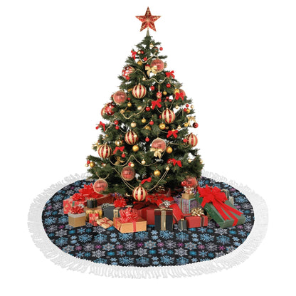 Party Snowflakes Fringed Christmas Tree Skirts - DeRose Seasonal