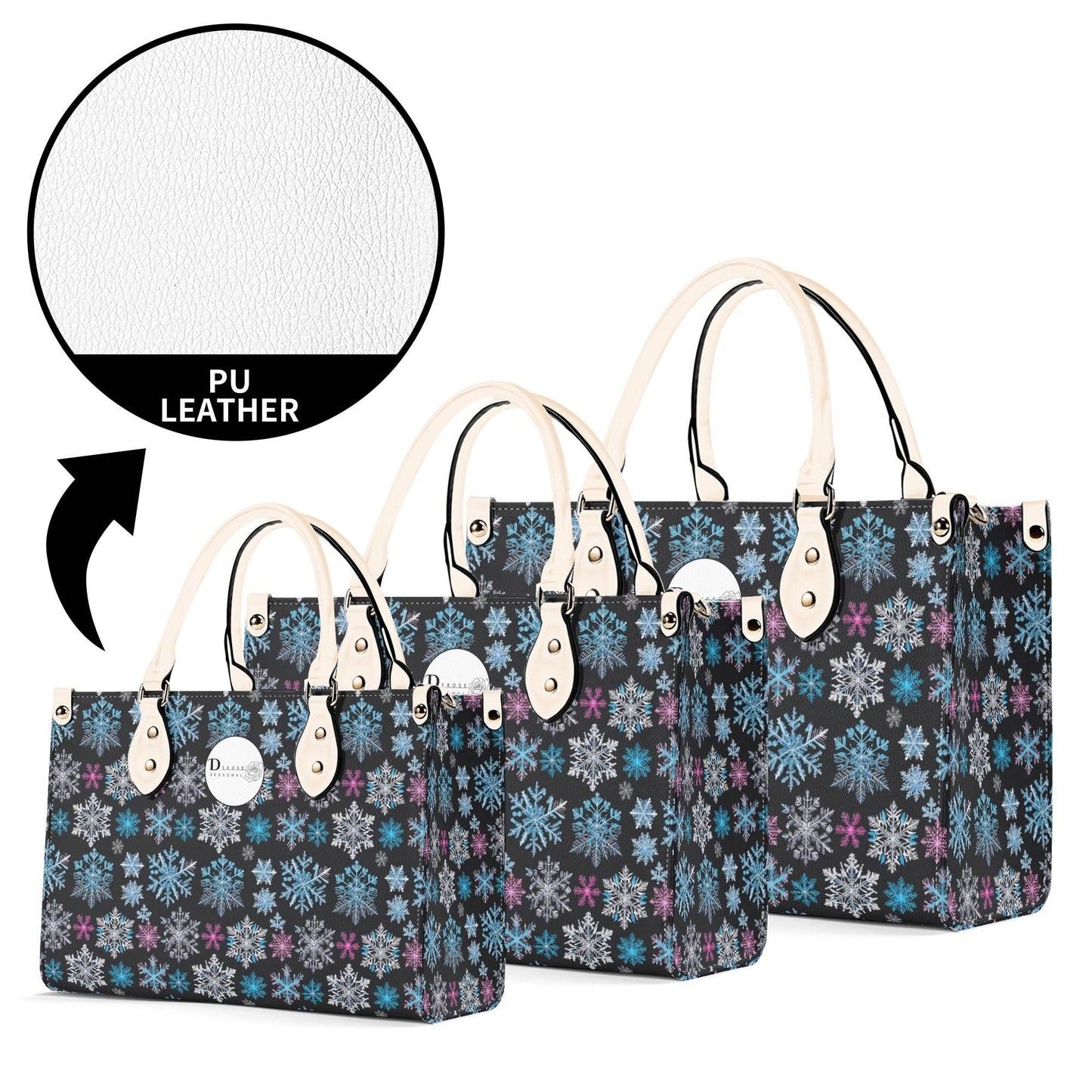 Party Snowflakes Luxury Women Leather Handbag (3 sizes) - DeRose Seasonal
