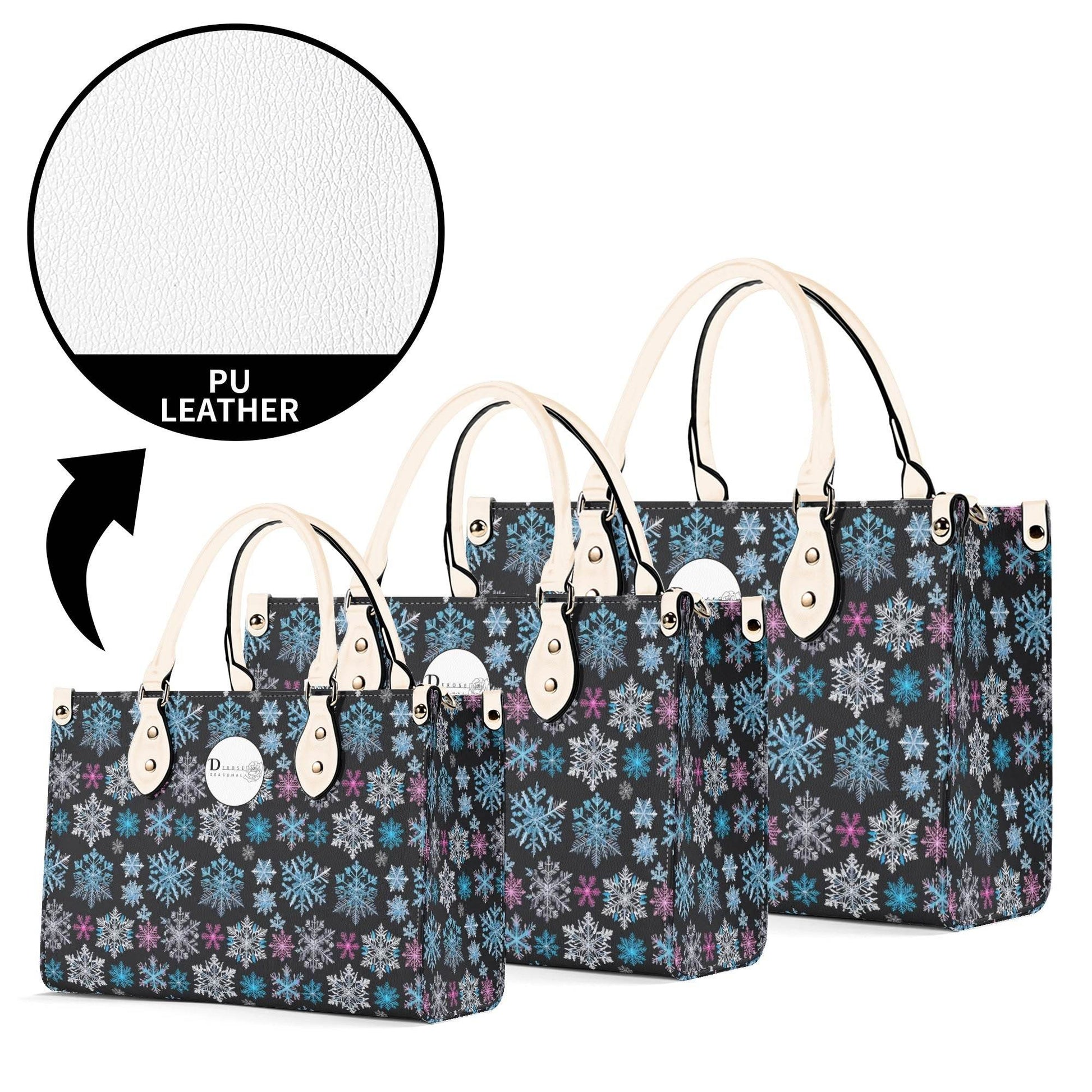 Party Snowflakes Luxury Women Leather Handbag (3 sizes) - DeRose Seasonal