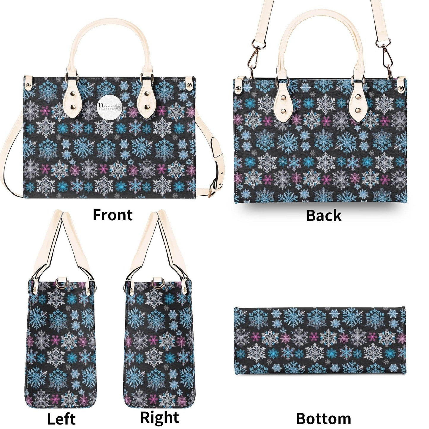 Party Snowflakes Luxury Women Leather Handbag (3 sizes) - DeRose Seasonal