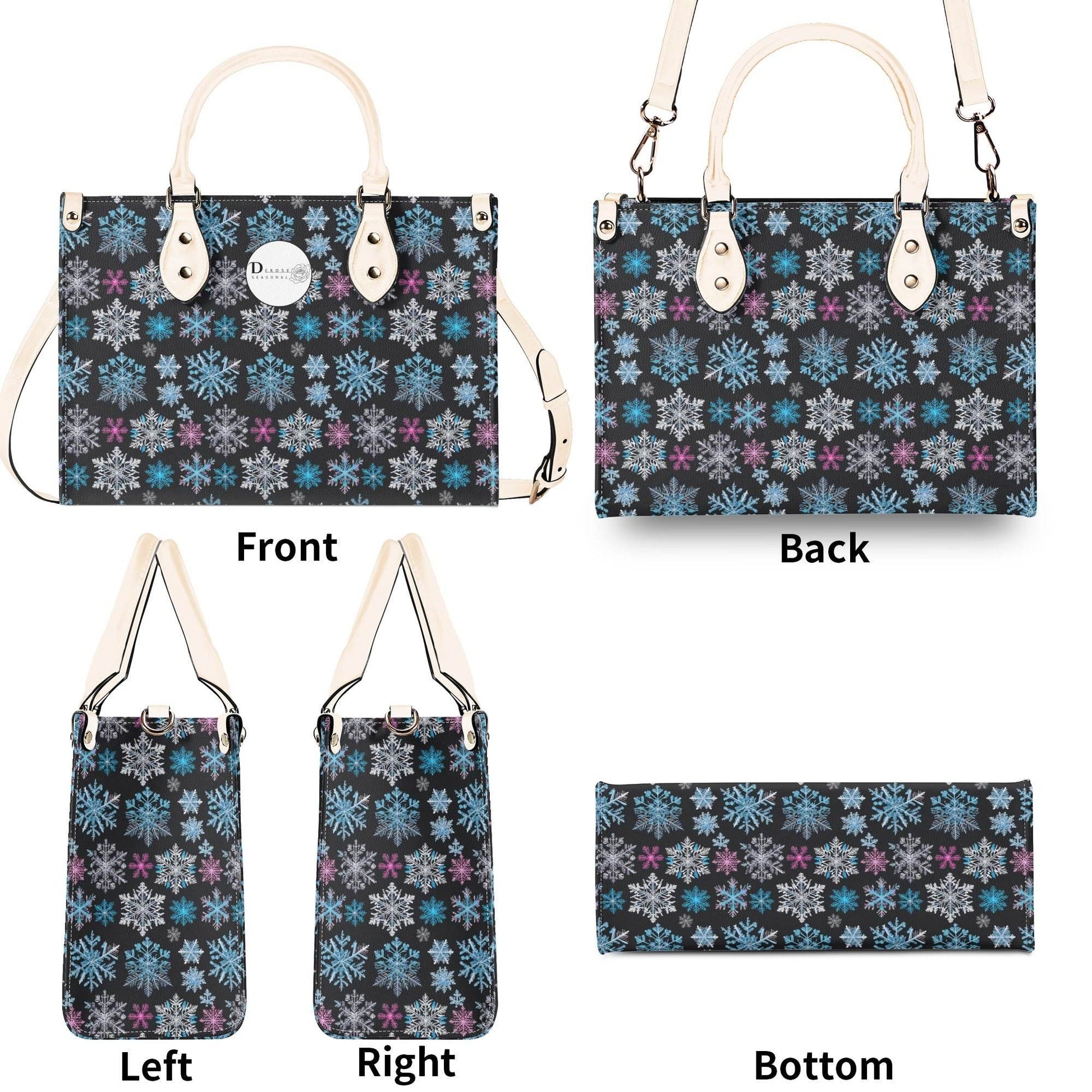 Party Snowflakes Luxury Women Leather Handbag (3 sizes) - DeRose Seasonal