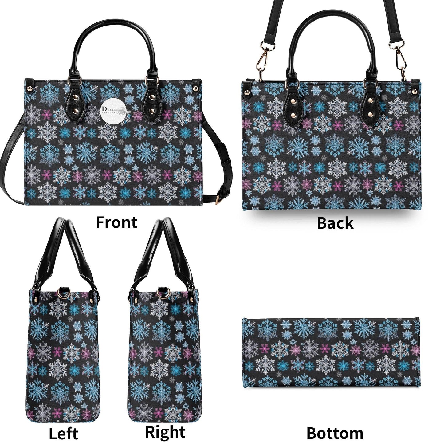 Party Snowflakes Luxury Women Leather Handbag (3 sizes) - DeRose Seasonal