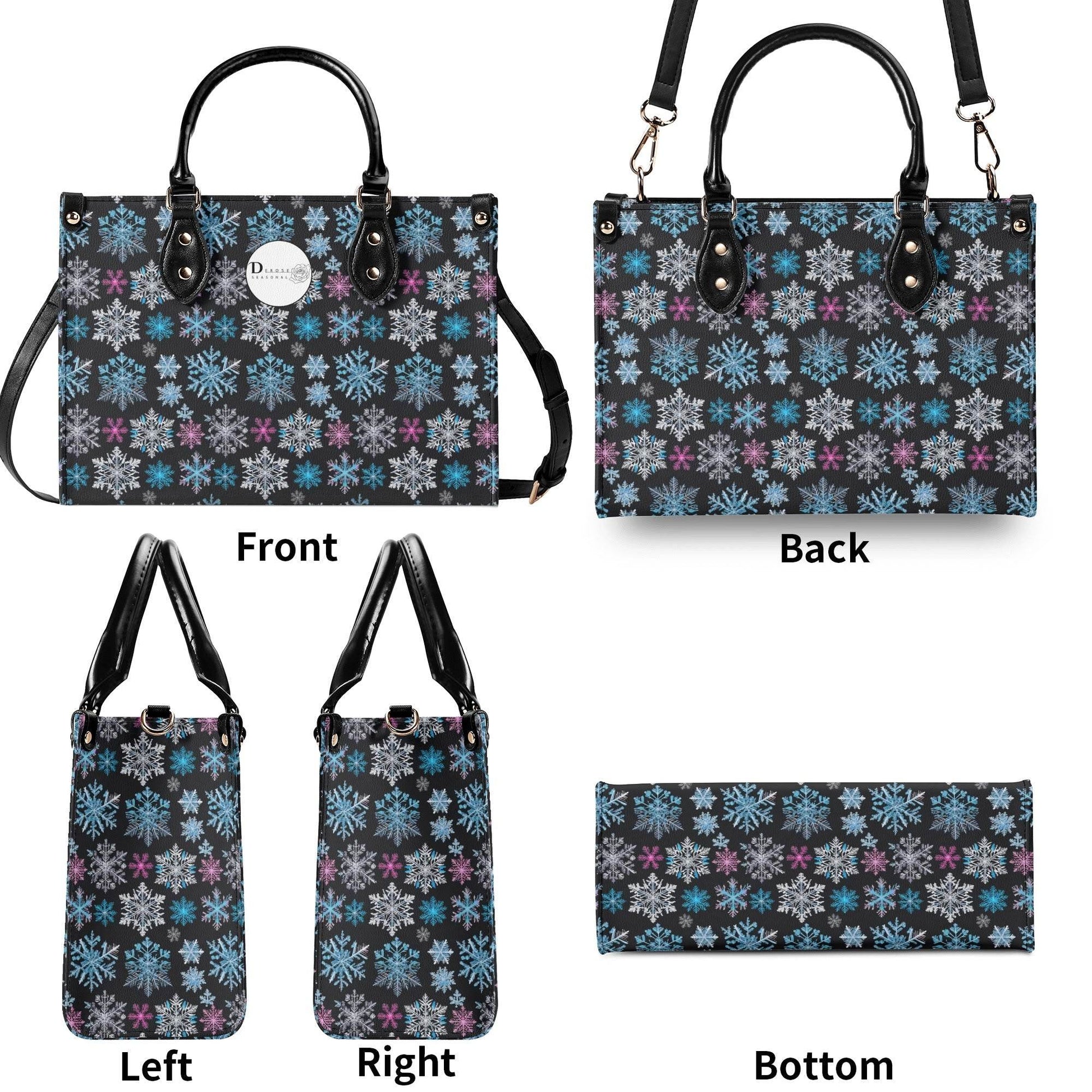 Party Snowflakes Luxury Women Leather Handbag (3 sizes) - DeRose Seasonal