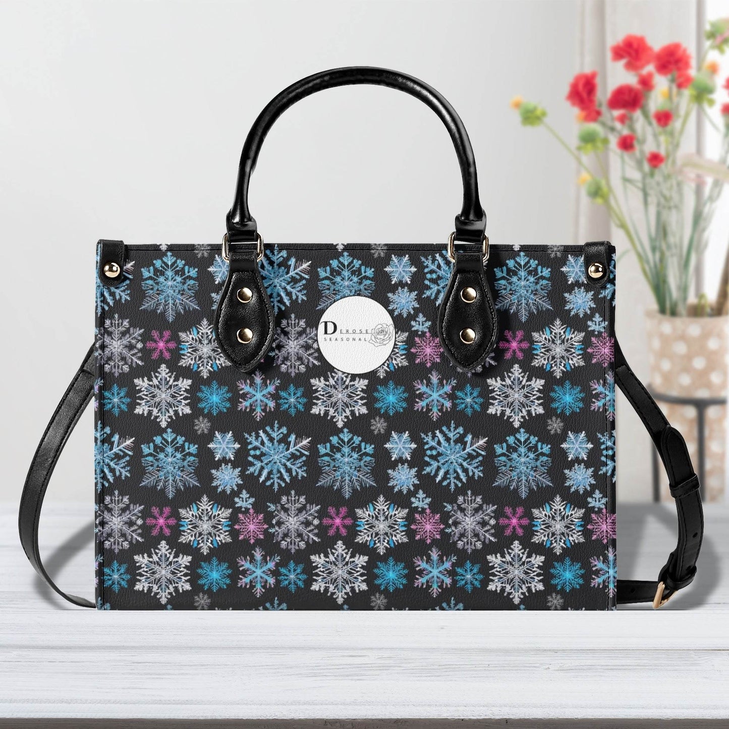 Party Snowflakes Luxury Women Leather Handbag (3 sizes) - DeRose Seasonal