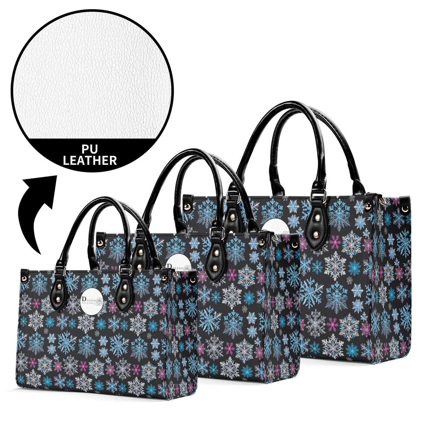 Party Snowflakes Luxury Women Leather Handbag (3 sizes) - DeRose Seasonal