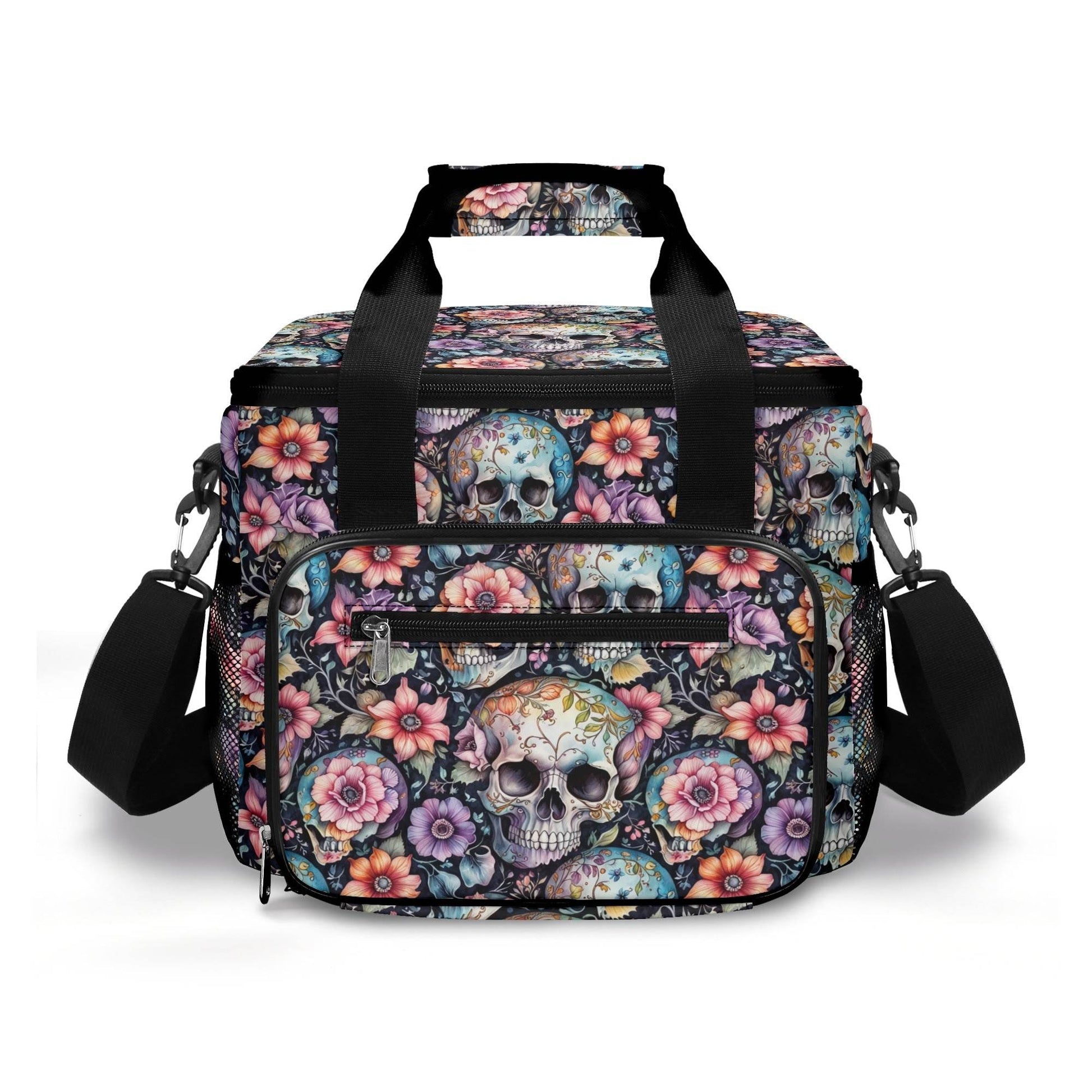 Pastel Floral and Skulls Insulated Leakproof Cooler Bag Lunch Box - DeRose Seasonal