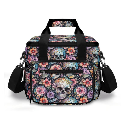 Pastel Floral and Skulls Insulated Leakproof Cooler Bag Lunch Box - DeRose Seasonal