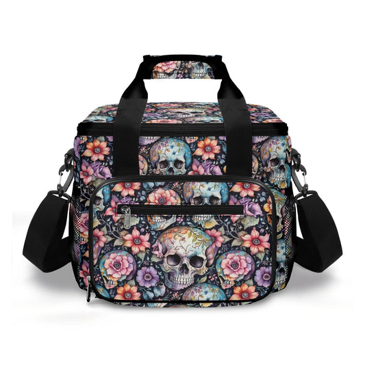 Pastel Floral and Skulls Insulated Leakproof Cooler Bag Lunch Box - DeRose Seasonal