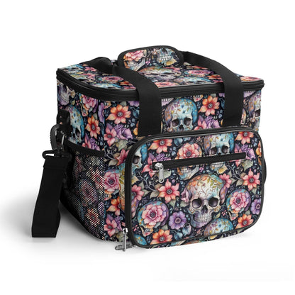 Pastel Floral and Skulls Insulated Leakproof Cooler Bag Lunch Box - DeRose Seasonal