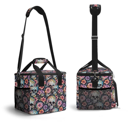 Pastel Floral and Skulls Insulated Leakproof Cooler Bag Lunch Box - DeRose Seasonal